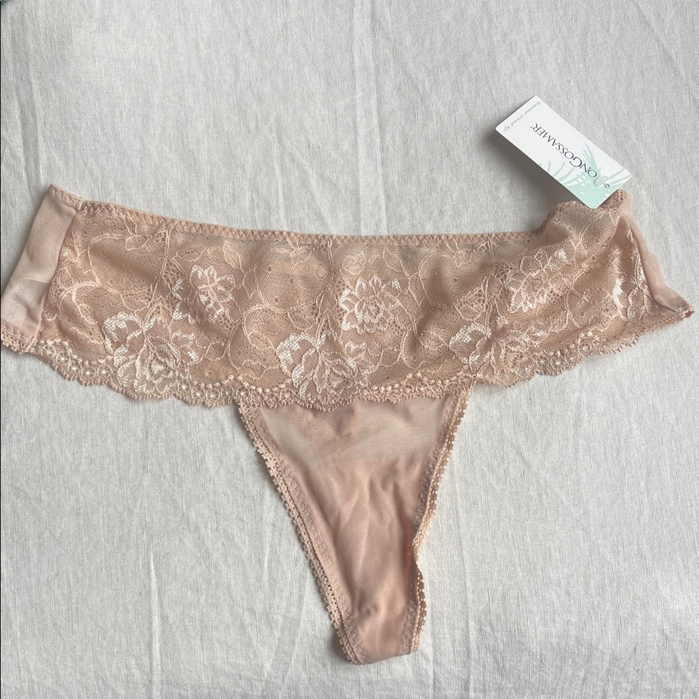On Gossamer Lace Wide-Waist Thong - Nude Blush